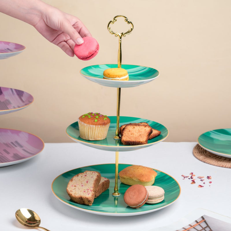 Decal 3 Tier Dessert Stand Green
