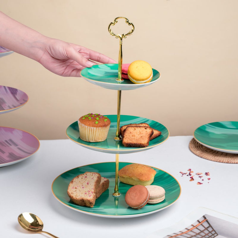 Decal 3 Tier Dessert Stand Green