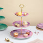 Decal Ceramic 3 Tier Cake Stand Pink