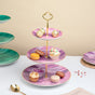 Decal Ceramic 3 Tier Cake Stand Pink