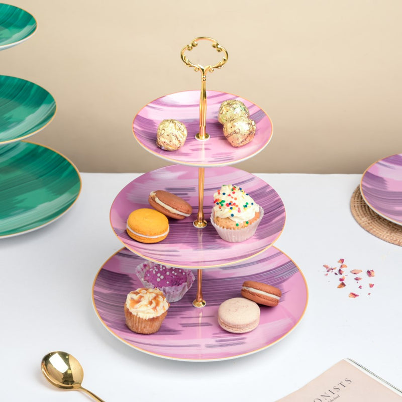 Jazz Ceramic 3 Tier Cake Stand Pink