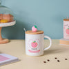 Morning Tea Mug Hearty Peach With Lid And Spoon 350 ml- Mug for coffee, tea mug, cappuccino mug | Cups and Mugs for Coffee Table & Home Decor