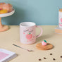 Morning Tea Mug Sweet Peach With Lid And Spoon Pink 350 ml- Mug for coffee, tea mug, cappuccino mug | Cups and Mugs for Coffee Table & Home Decor