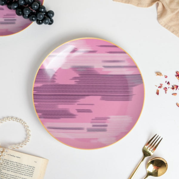 Jazz Decal Ceramic Dinner Plate Pink 10.5 Inch - Serving plate, lunch plate, ceramic dinner plates| Plates for dining table & home decor