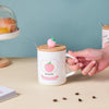 Morning Tea Mug Hearty Peach With Lid And Spoon 350 ml- Mug for coffee, tea mug, cappuccino mug | Cups and Mugs for Coffee Table & Home Decor