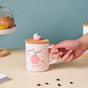 Morning Tea Mug Sweet Peach With Lid And Spoon Pink 350 ml- Mug for coffee, tea mug, cappuccino mug | Cups and Mugs for Coffee Table & Home Decor