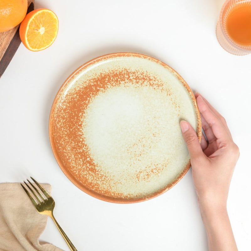 Earthy Stoneware Round Snack Plate 8 Inch - Serving plate, snack plate, dessert plate | Plates for dining & home decor