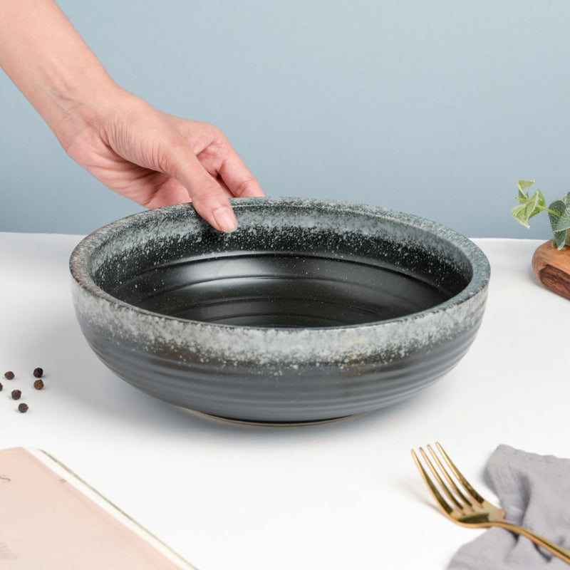 Galaxy Stone Pottery Serving Bowl 9 Inch 1700 ml - Bowl, ceramic bowl, serving bowls, noodle bowl, salad bowls, bowl for snacks, large serving bowl | Bowls for dining table & home decor