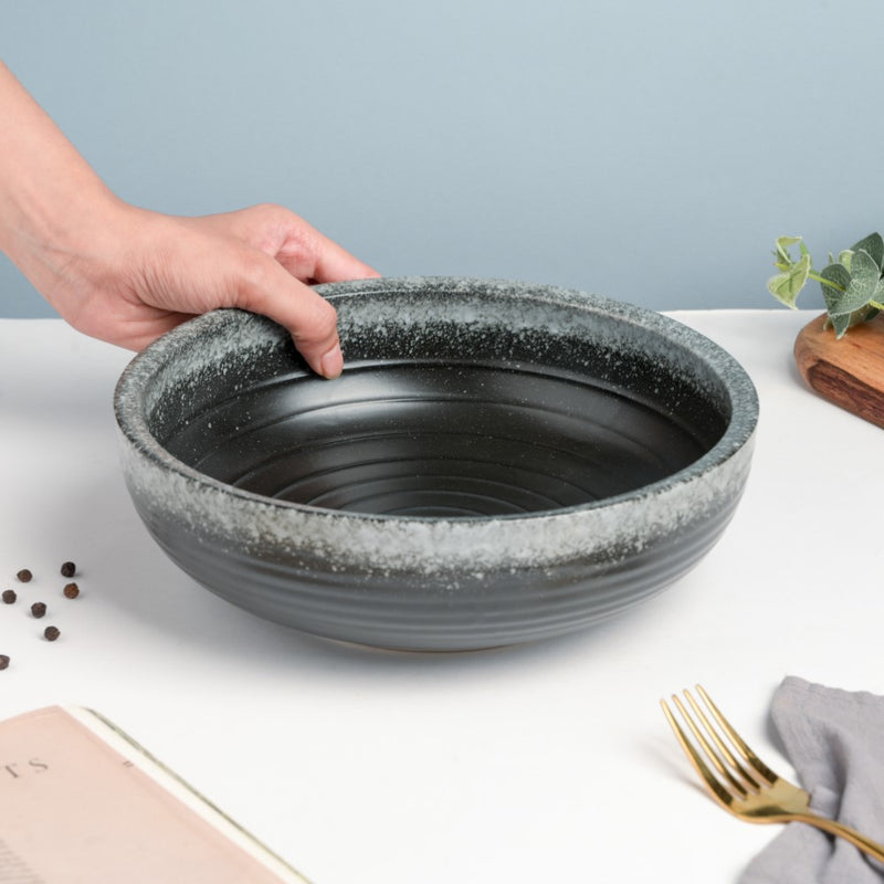 Galaxy Stone Pottery Serving Bowl 9 Inch 1700 ml - Bowl, ceramic bowl, serving bowls, noodle bowl, salad bowls, bowl for snacks, large serving bowl | Bowls for dining table & home decor