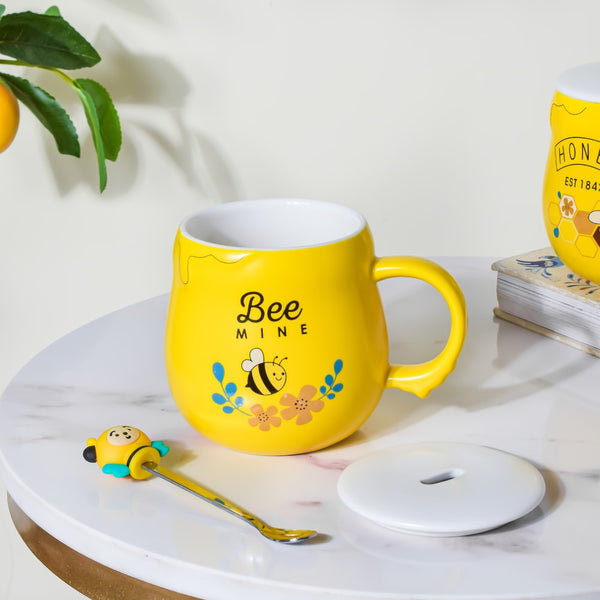 Bee Mine Coffee Mug Yellow 350 ml- Mug for coffee, tea mug, cappuccino mug | Cups and Mugs for Coffee Table & Home Decor