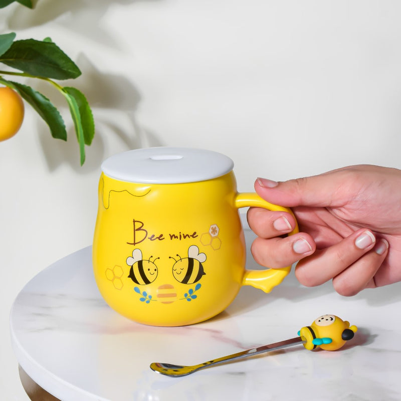 Buzzy Bee Mine Coffee Mug Yellow 350 ml- Mug for coffee, tea mug, cappuccino mug | Cups and Mugs for Coffee Table & Home Decor
