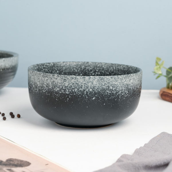 Galaxy Stone Pottery Curry Bowl Black White 500 ml - Bowl, ceramic bowl, serving bowls, noodle bowl, salad bowls, bowl for snacks, large serving bowl | Bowls for dining table & home decor