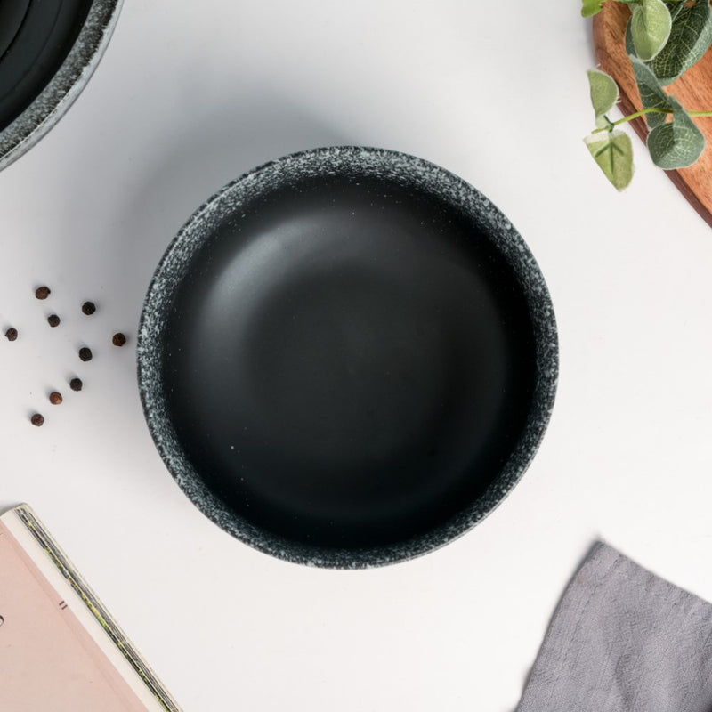 Galaxy Stone Pottery Curry Bowl Black White 500 ml - Bowl, ceramic bowl, serving bowls, noodle bowl, salad bowls, bowl for snacks, large serving bowl | Bowls for dining table & home decor