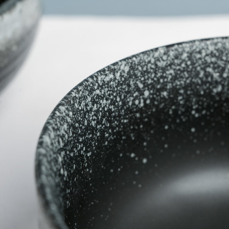 Galaxy Stone Pottery Curry Bowl Black White 500 ml - Bowl, ceramic bowl, serving bowls, noodle bowl, salad bowls, bowl for snacks, large serving bowl | Bowls for dining table & home decor