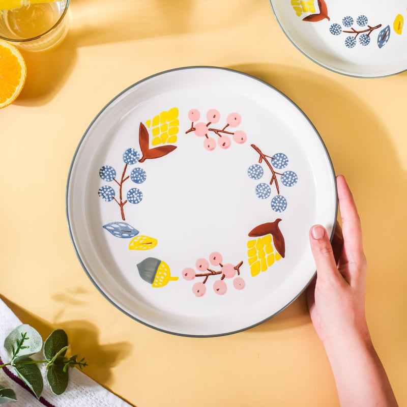 Bloom Ceramic Dinner Plate Grey 10 Inch - Serving plate, snack plate, ceramic dinner plates| Plates for dining table & home decor