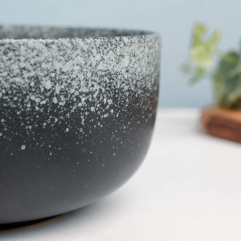 Galaxy Stone Pottery Curry Bowl Black White 500 ml - Bowl, ceramic bowl, serving bowls, noodle bowl, salad bowls, bowl for snacks, large serving bowl | Bowls for dining table & home decor