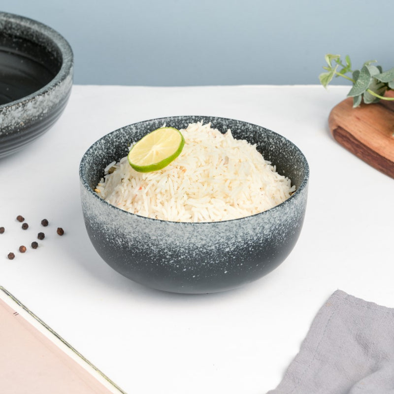 Galaxy Stone Pottery Curry Bowl Black White 500 ml - Bowl, ceramic bowl, serving bowls, noodle bowl, salad bowls, bowl for snacks, large serving bowl | Bowls for dining table & home decor