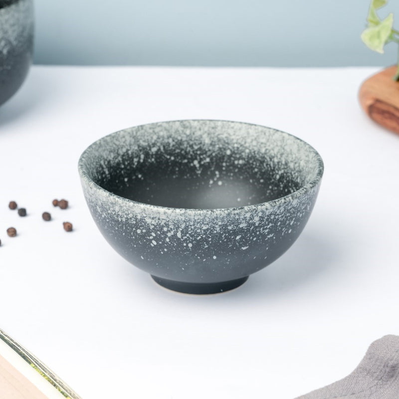 Galaxy Stone Pottery Side Bowl Black 250 ml - Bowl, soup bowl, ceramic bowl, snack bowls, curry bowl, popcorn bowls | Bowls for dining table & home decor