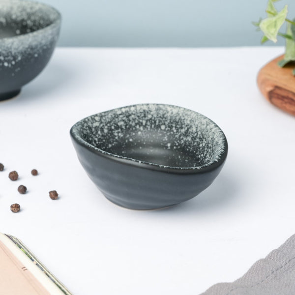 Galaxy Stone Pottery Dip Bowl Charcoal Black 50ml - Bowl, ceramic bowl, dip bowls, chutney bowl, dip bowls ceramic | Bowls for dining table & home decor 