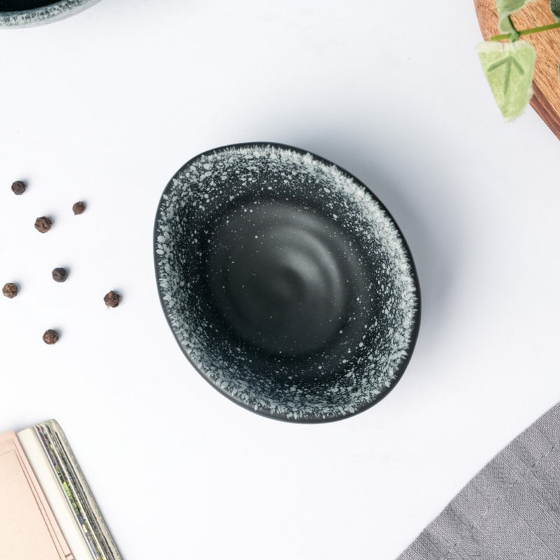 Galaxy Stone Pottery Dip Bowl Charcoal Black 50ml - Bowl, ceramic bowl, dip bowls, chutney bowl, dip bowls ceramic | Bowls for dining table & home decor 