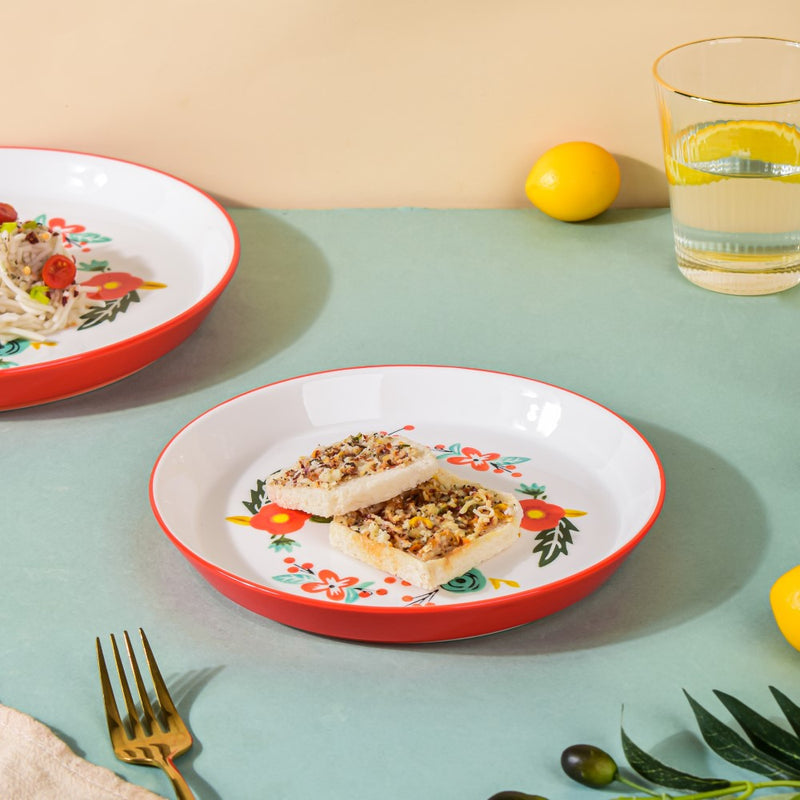 Bloom Ceramic Snack Plate Red 8 Inch - Serving plate, snack plate, dessert plate | Plates for dining & home decor