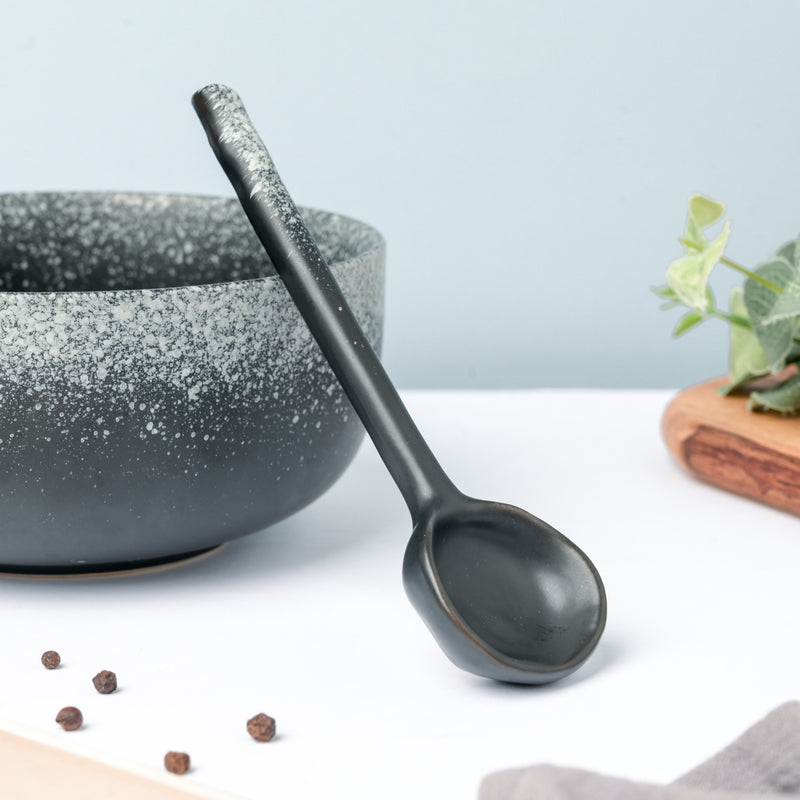 Earthy Ceramic Spoon Black