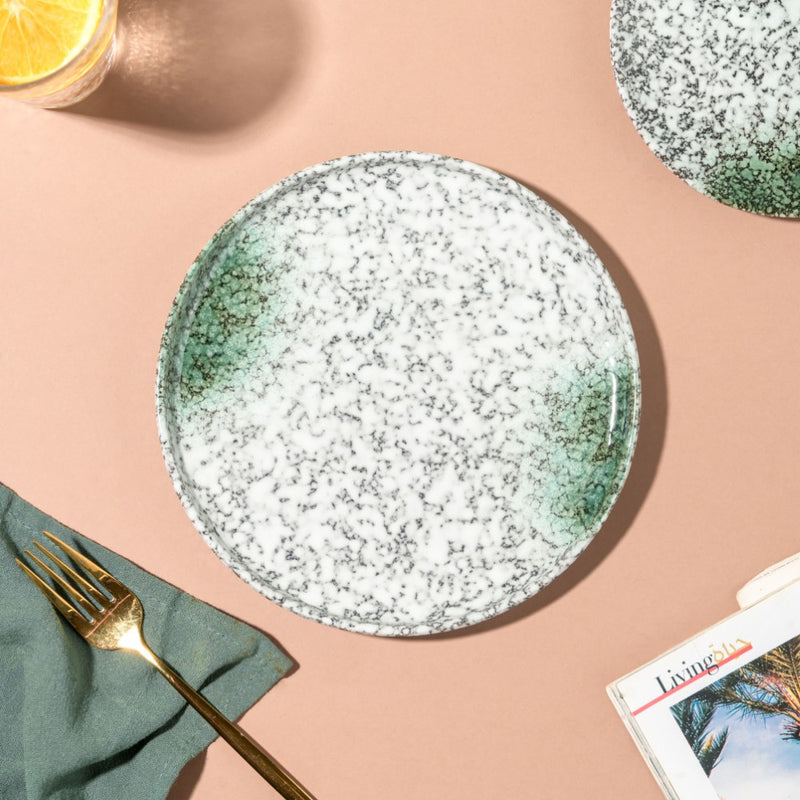 Nori Studio Pottery Snack Plate White And Grey 8 Inch - Serving plate, snack plate, dessert plate | Plates for dining & home decor
