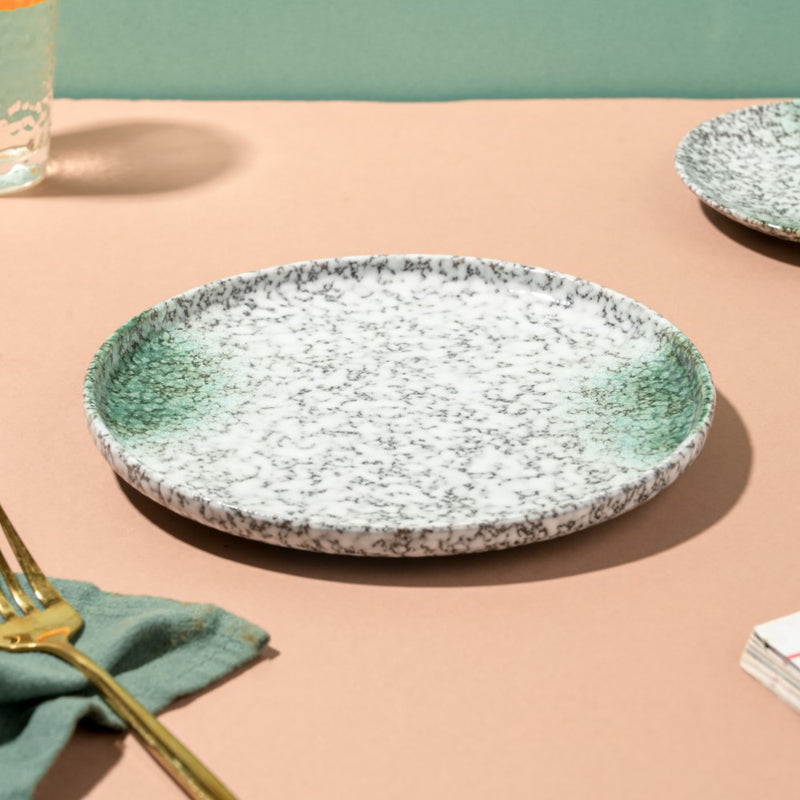 Nori Studio Pottery Snack Plate White And Grey 8 Inch - Serving plate, snack plate, dessert plate | Plates for dining & home decor