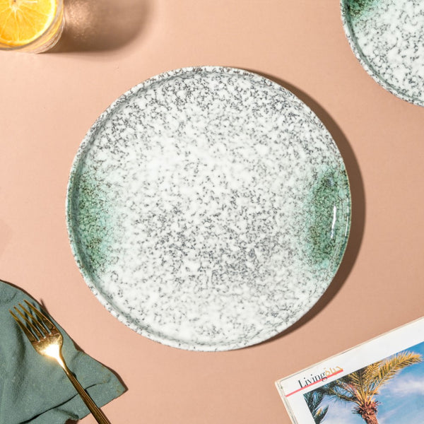 Nori Studio Pottery Dinner Plate White And Grey 10 Inch - Serving plate, lunch plate, ceramic dinner plates| Plates for dining table & home decor