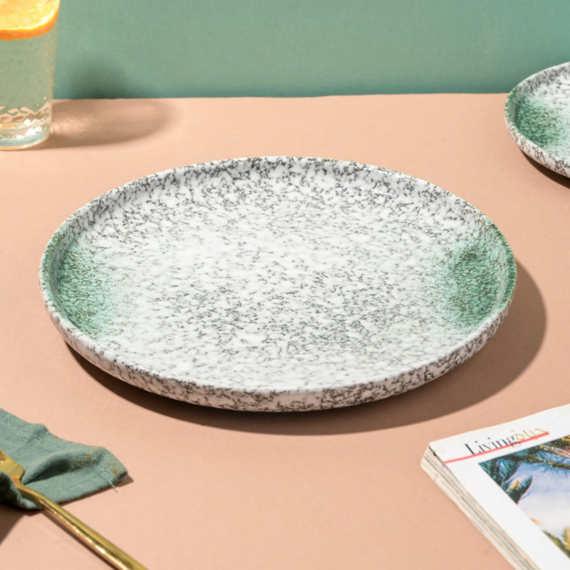 Nori Studio Pottery Dinner Plate White And Grey 10 Inch - Serving plate, lunch plate, ceramic dinner plates| Plates for dining table & home decor