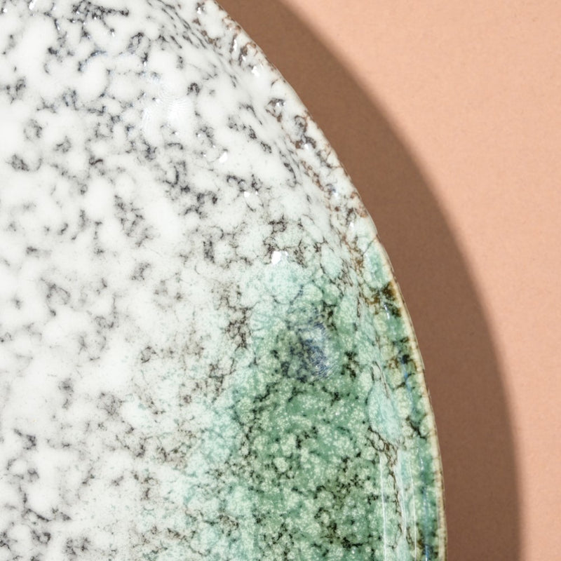 Nori Studio Pottery Dinner Plate White And Grey 10 Inch - Serving plate, lunch plate, ceramic dinner plates| Plates for dining table & home decor