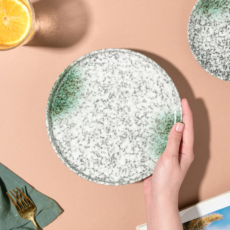 Nori Studio Pottery Snack Plate White And Grey 8 Inch - Serving plate, snack plate, dessert plate | Plates for dining & home decor