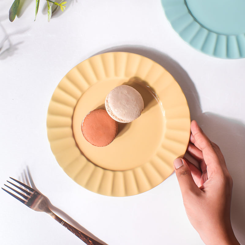 Claramay Daffodil Yellow Ceramic Snack Plate 8 Inch - Serving plate, snack plate, dessert plate | Plates for dining & home decor