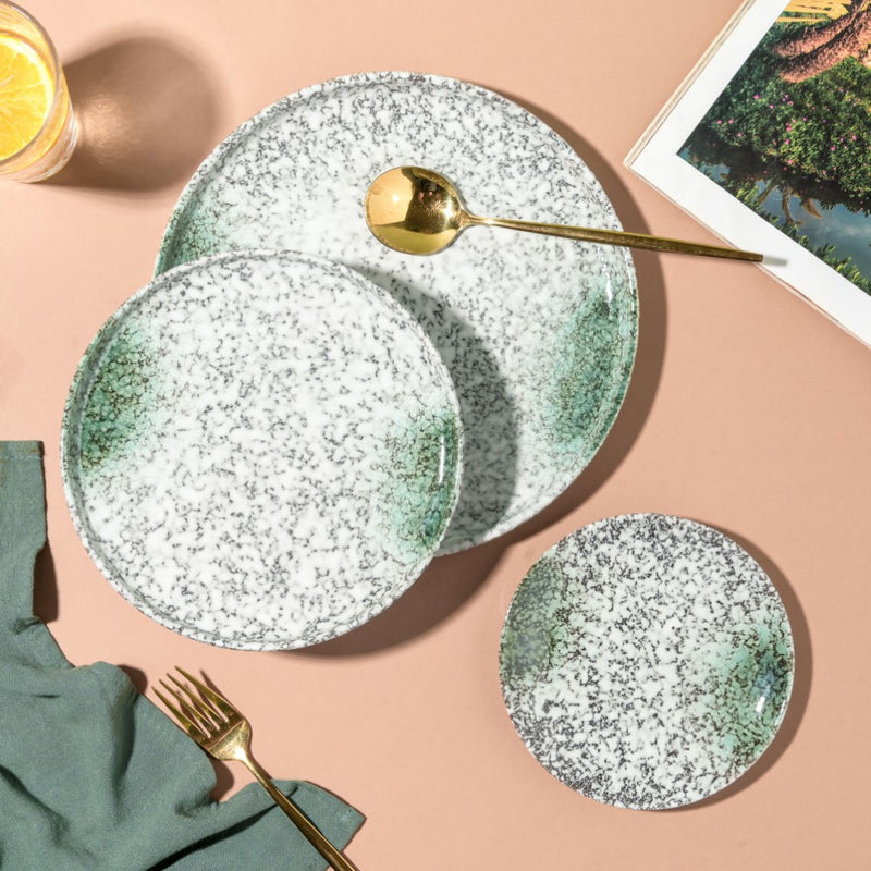 Nori Studio Pottery Snack Plate White And Grey 8 Inch - Serving plate, snack plate, dessert plate | Plates for dining & home decor