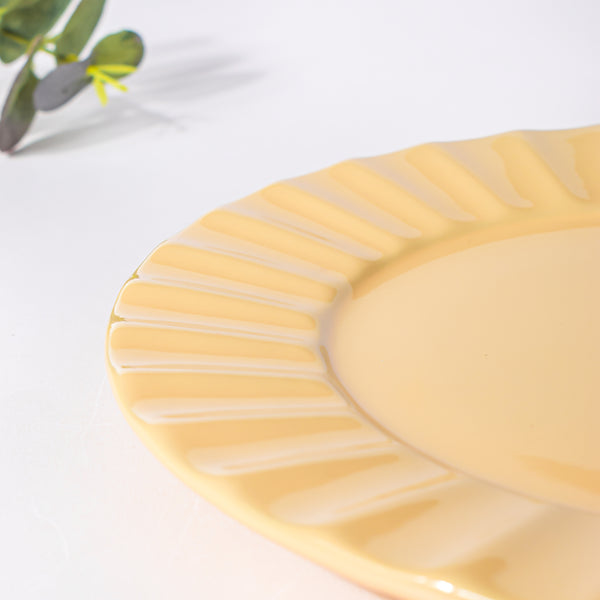 Claramay Daffodil Yellow Ceramic Snack Plate 8 Inch - Serving plate, snack plate, dessert plate | Plates for dining & home decor