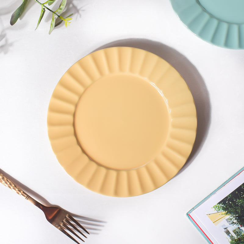 Claramay Daffodil Yellow Ceramic Snack Plate 8 Inch - Serving plate, snack plate, dessert plate | Plates for dining & home decor