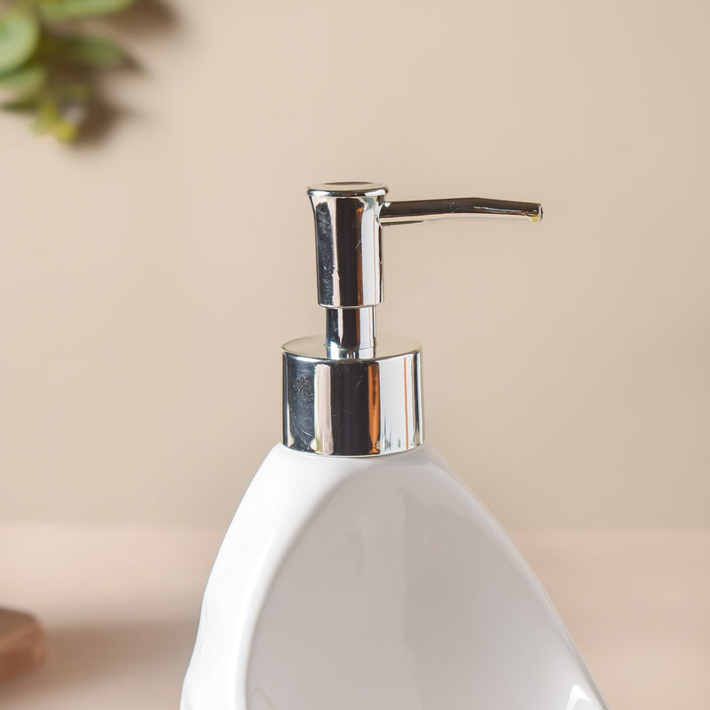 Noelle White Textured Dispenser With Scrubber 450ml