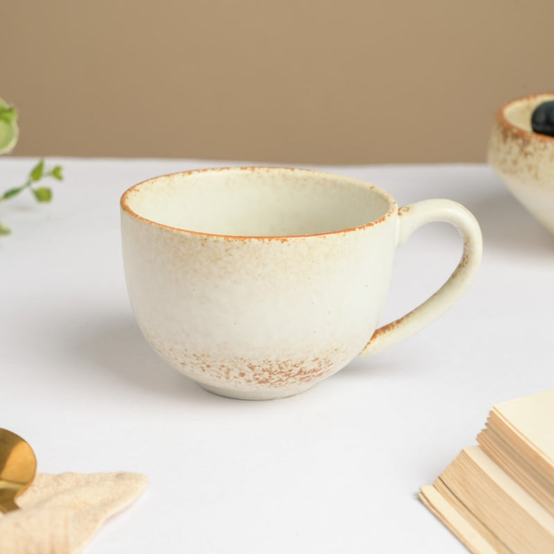 Earthy Stoneware Cup And Saucer 200 ml- Tea cup, coffee cup, cup for tea | Cups and Mugs for Office Table & Home Decoration