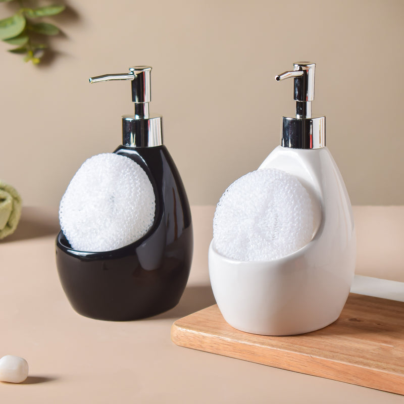 Noelle White Dispenser With Scrubber 450ml