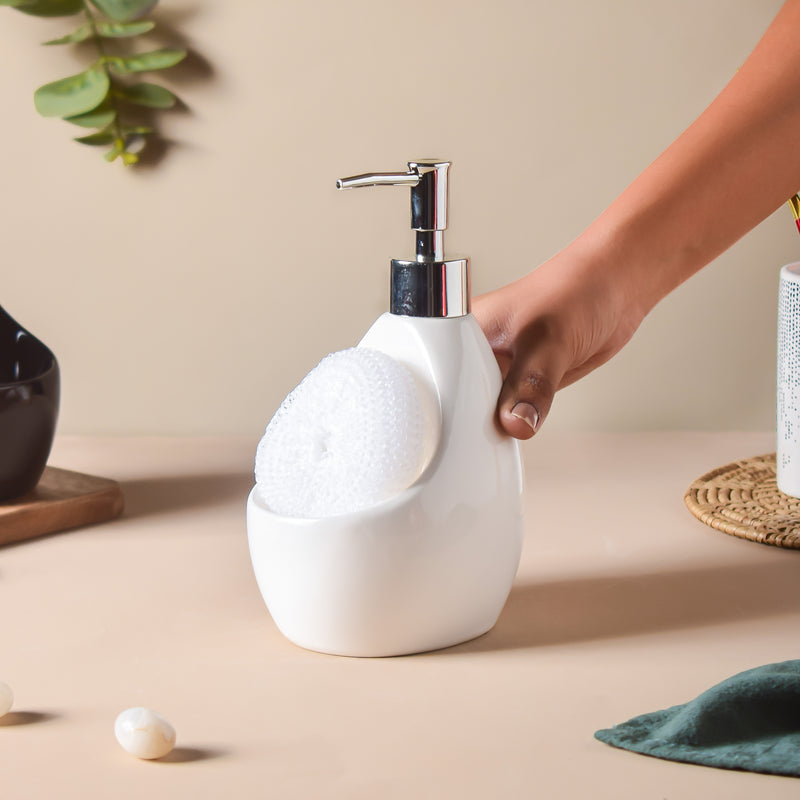 Noelle White Dispenser With Scrubber 450ml