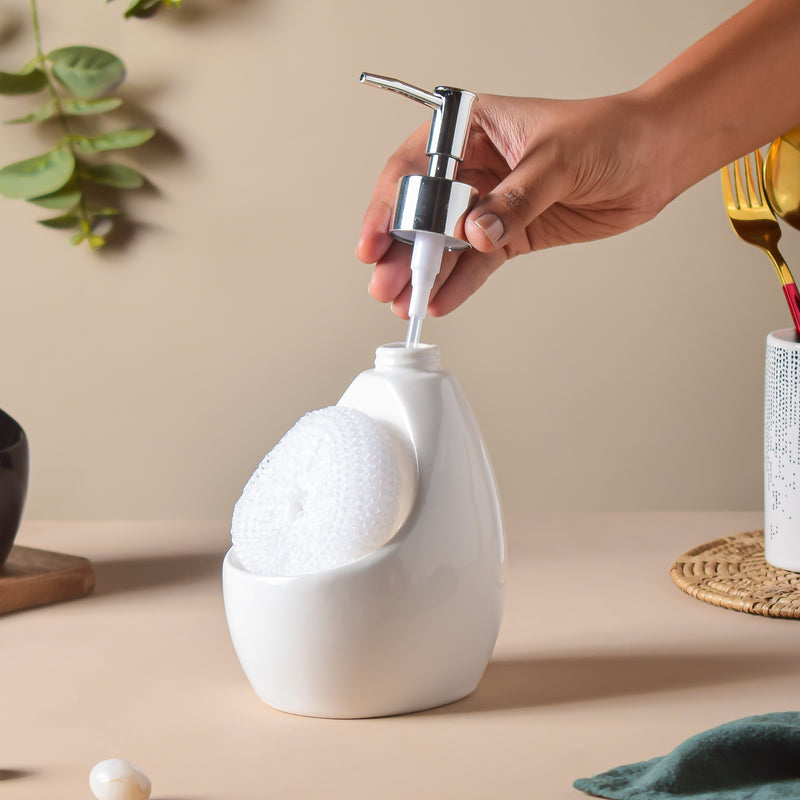 Noelle White Dispenser With Scrubber 450ml