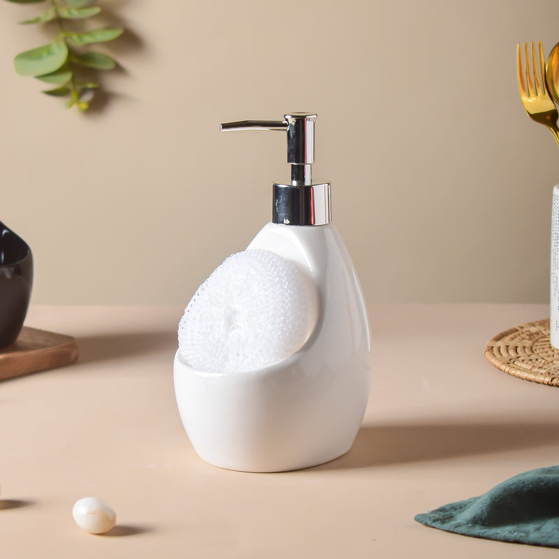 Noelle White Dispenser With Scrubber 450ml
