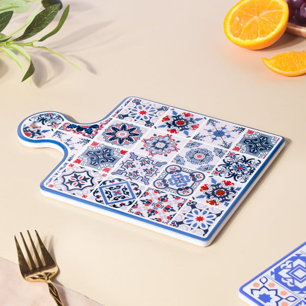 Portuguese Tile Platter 9 Inch - Ceramic platter, serving platter, fruit platter | Plates for dining table & home decor