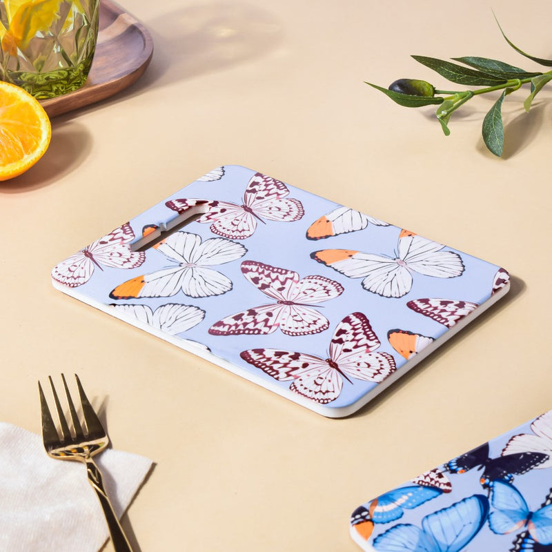 Butterfly Gardenia Platter with Cork Base 7.5 Inch - Ceramic platter, serving platter, fruit platter | Plates for dining table & home decor