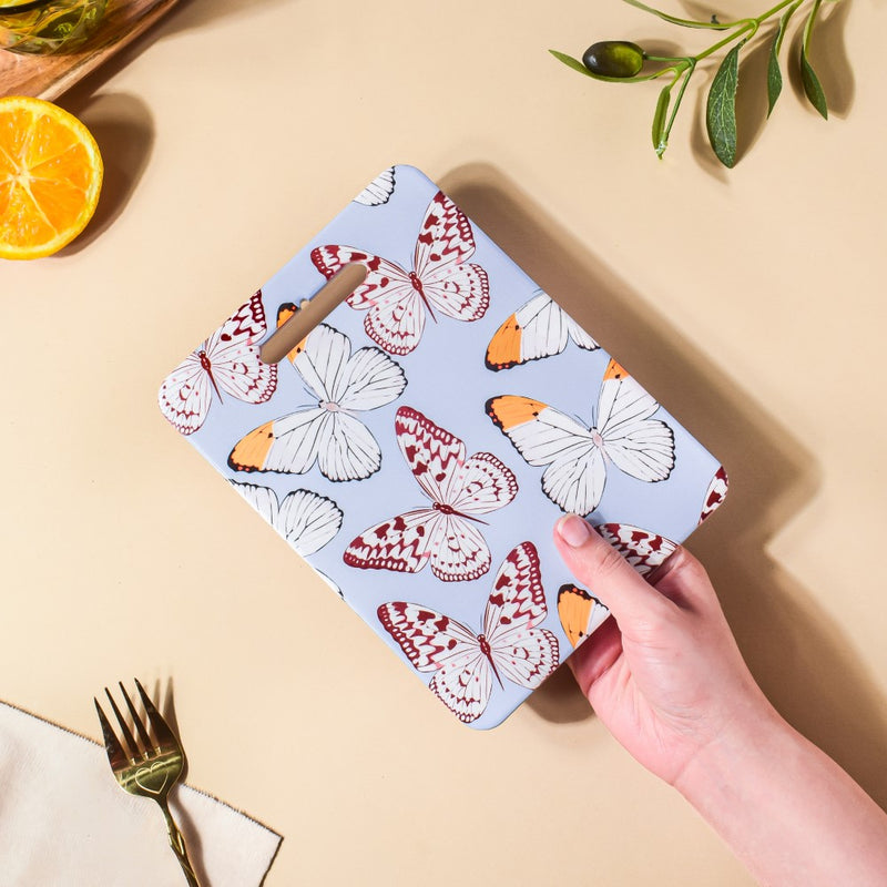 Butterfly Gardenia Platter with Cork Base 7.5 Inch - Ceramic platter, serving platter, fruit platter | Plates for dining table & home decor