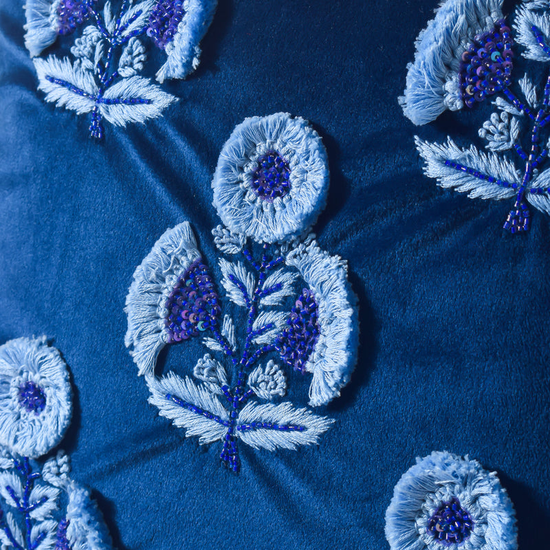 Blue Velvet Cushion Case 16 inch