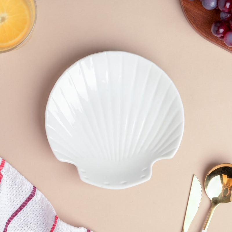 Classic Ceramic Sea Shell Snack Plate White - Serving plate, snack plate, dessert plate | Plates for dining & home decor