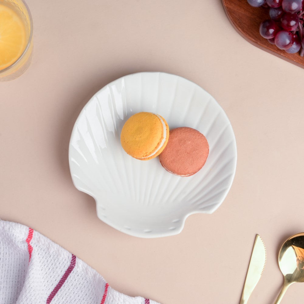 Classic Ceramic Sea Shell Snack Plate White Online - Premium Snack ...