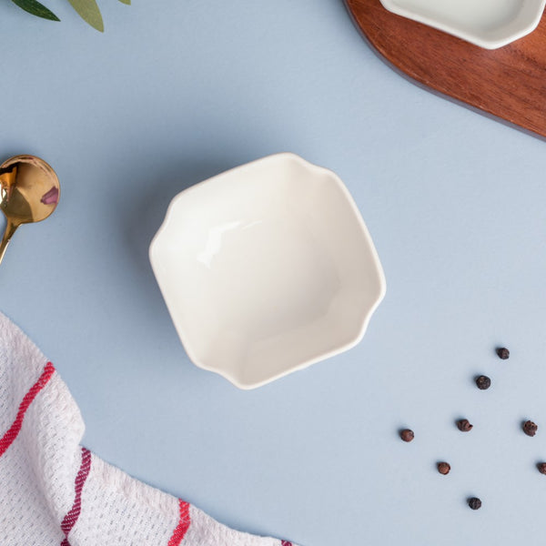 Snack Time Ceramic Bowl For Dips White 130 ml Set Of 2 - Bowl, ceramic bowl, dip bowls, chutney bowl, dip bowls ceramic | Bowls for dining table & home decor 