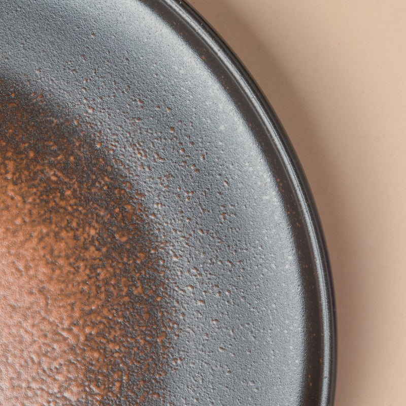 Savanna Stoneware Snack Plate Black Brown 8 Inch - Serving plate, snack plate, dessert plate | Plates for dining & home decor
